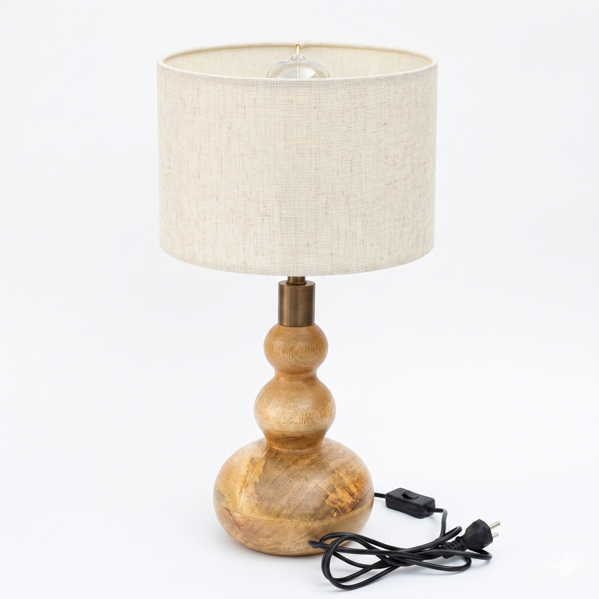 Wooden Table Lamp Without Shade