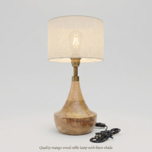 Wooden Table Lamp Without Shade