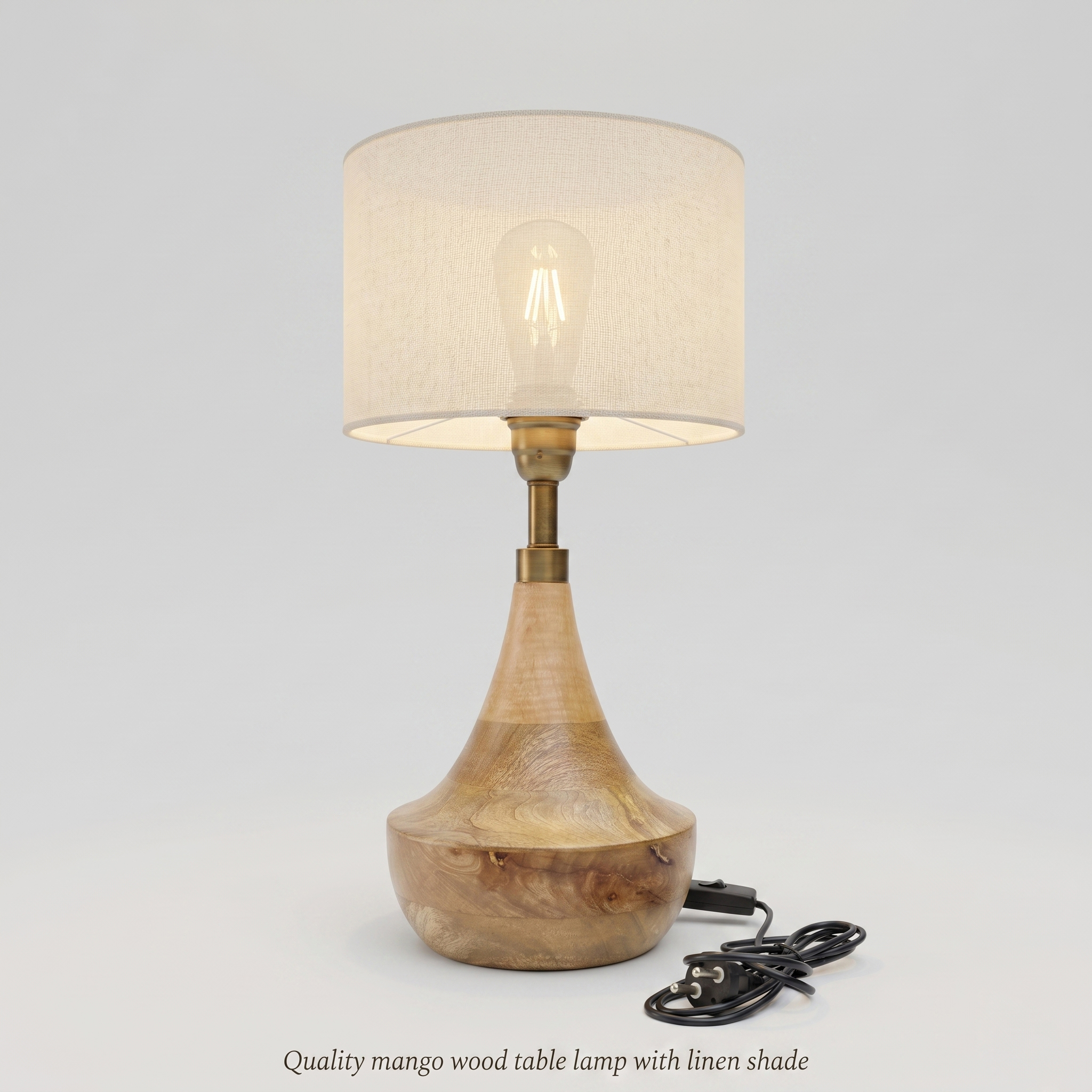 Wooden Table Lamp Without Shade
