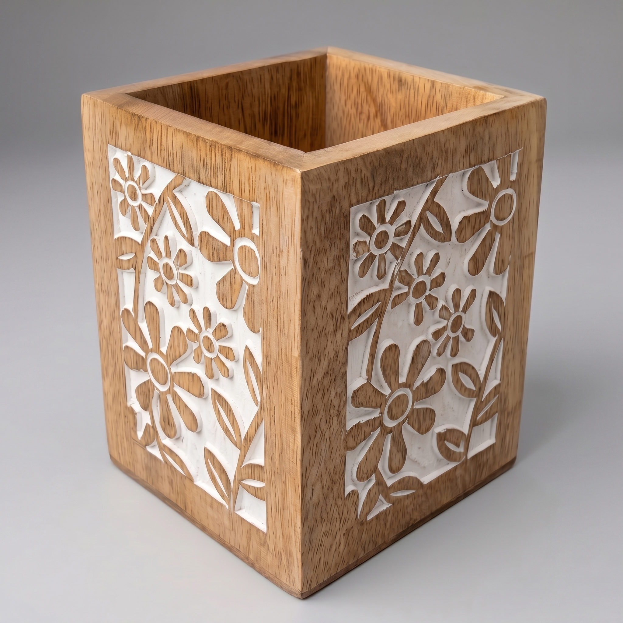 Wooden Pen Jar Pen Holder for Desk – Wooden Desk Organizer