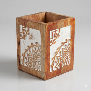 Wooden Pen Jar Pen Holder for Desk – Wooden Desk Organizer